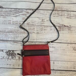 Vera Pelle Red and Black Crossbody Bag